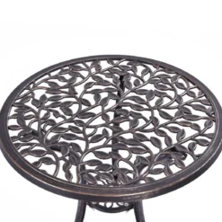 3 tlg Antik Aluminiumguss Bistroset Balkonset Sitzgruppe Gartentisch mit 2 Stühle Schwarz
