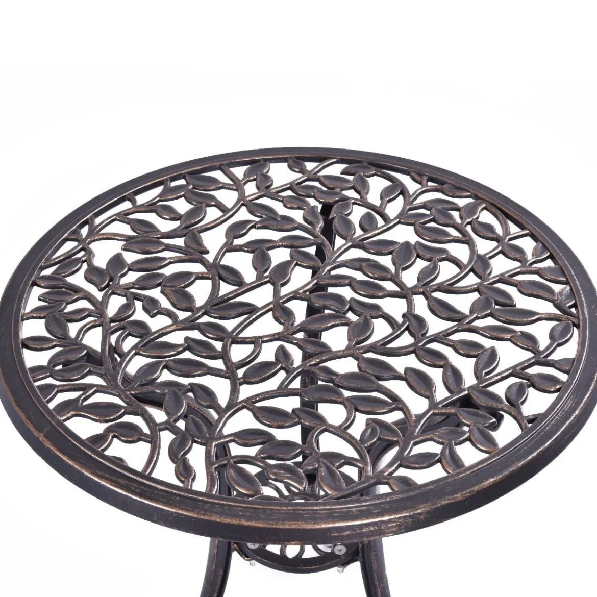 3 tlg Antik Aluminiumguss Bistroset Balkonset Sitzgruppe Gartentisch mit 2 Stühle Schwarz