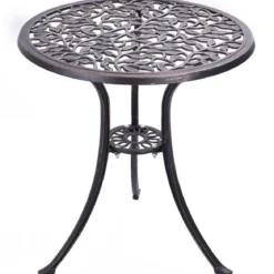 3 tlg Antik Aluminiumguss Bistroset Balkonset Sitzgruppe Gartentisch mit 2 Stühle Schwarz