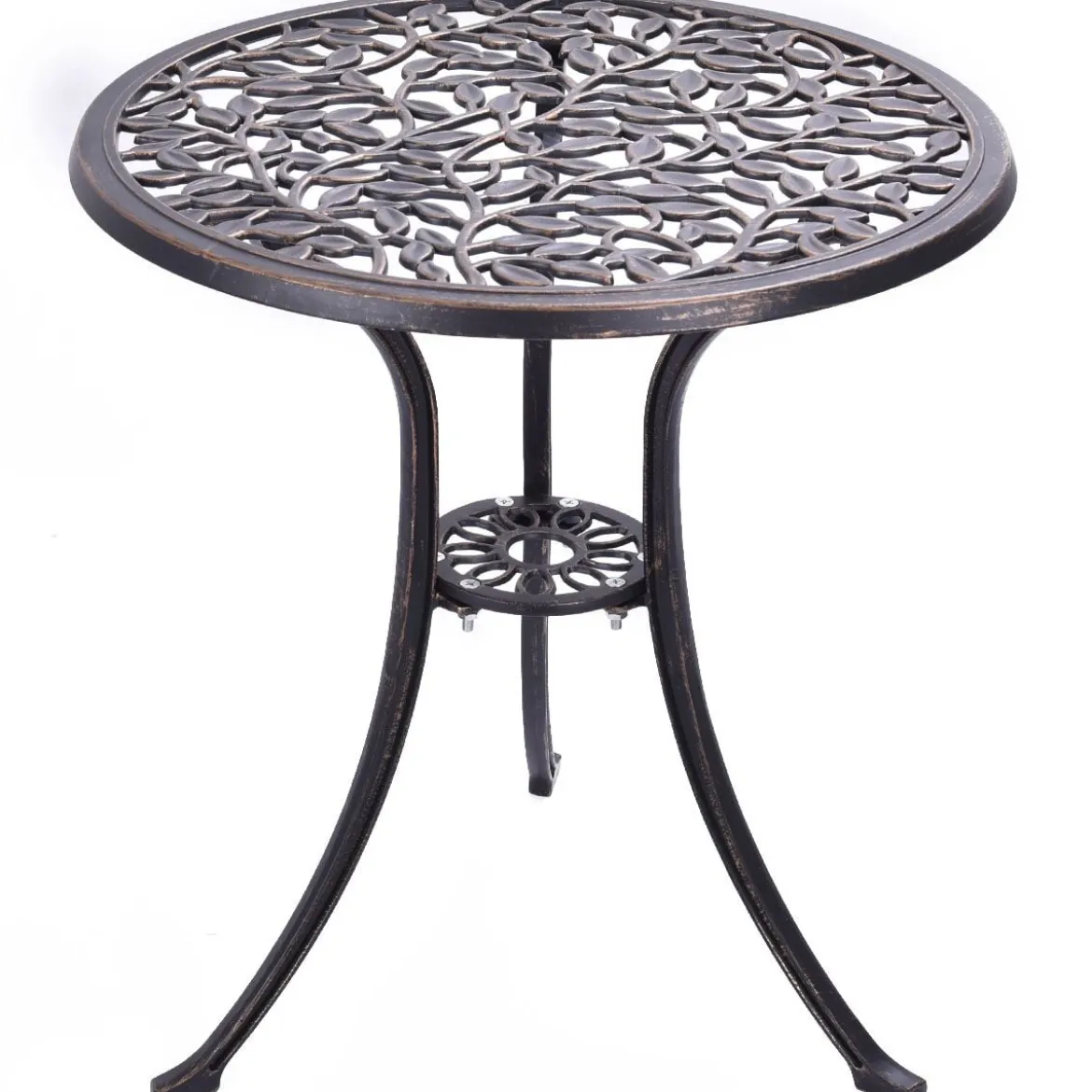 3 tlg Antik Aluminiumguss Bistroset Balkonset Sitzgruppe Gartentisch mit 2 Stühle Schwarz