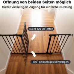 3 TLG. Babygitter mit Doppelverriegelung & Beidseitigem Schwenkmechanismus Sicherheitstür Schwarz
