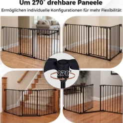 3 TLG. Babygitter mit Doppelverriegelung & Beidseitigem Schwenkmechanismus Sicherheitstür Schwarz