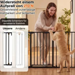 3 TLG. Babygitter mit Doppelverriegelung & Beidseitigem Schwenkmechanismus Sicherheitstür Schwarz