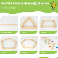 12 tlg. Balancierbalken mit 6 Balanciersteine frei kombinierbar aus Holz für Kinder