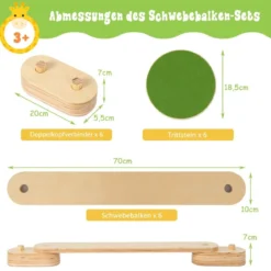 12 tlg. Balancierbalken mit 6 Balanciersteine frei kombinierbar aus Holz für Kinder