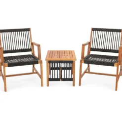 3tlg. Bistroset 2 Gartenstühle & Beistelltisch aus Akazienholz Gartenmöbel-Set