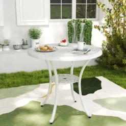 5-TLG. Gartenmöbel Set aus Aluminiumguss inkl. 4 Stühle & 1 Tisch mit Schirmloch Gartengarnitur