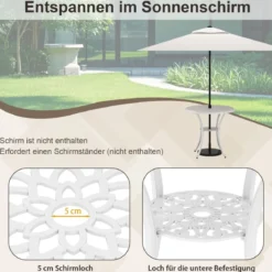 5-TLG. Gartenmöbel Set aus Aluminiumguss inkl. 4 Stühle & 1 Tisch mit Schirmloch Gartengarnitur