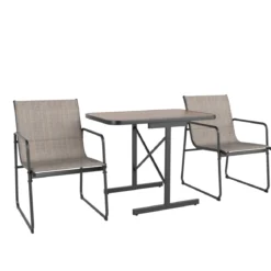 3-tlg. Gartenmöbel Set Bistrotisch mit 2 Stühlen Balkonset mit 2 Stühle und Tisch Balkonmöbel Terrassenmöbel