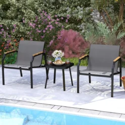 3-TLG. Gartenmöbel Set mit 2 Stühlen & Tisch Balkonset Balkonmöbel Gartengarnitur