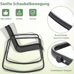 3-TLG. Gartenmöbel Set mit 2 Stühle & Tisch & Sanfter Schaukelbewegung Gartengarnitur