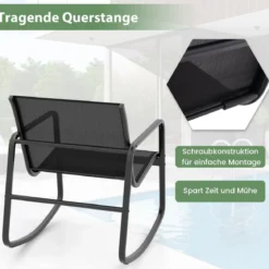 3-TLG. Gartenmöbel Set mit 2 Stühle & Tisch & Sanfter Schaukelbewegung Gartengarnitur