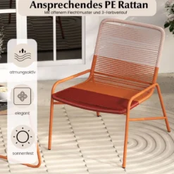3 TLG. Gartenmöbel Set Rattan Balkonmöbel mit 2 Stühlen & Tisch Garten Sitzgruppe Gartengarnitur