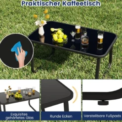 4-tlg. Gartenmöbel Set Terrassenmöbel mit sanfter Schaukelbewegung Sitzgruppe Sitzgarnitur für 4 Personen Blau