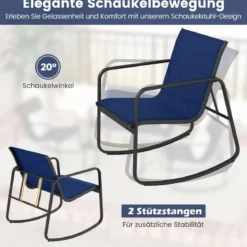 4-tlg. Gartenmöbel Set Terrassenmöbel mit sanfter Schaukelbewegung Sitzgruppe Sitzgarnitur für 4 Personen Blau