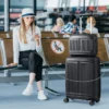 2 tlg. Gepäckset inkl 20" Handgepäckkoffer & 14" Kosmetikkoffer PP Hartschalengepäck Schwarz