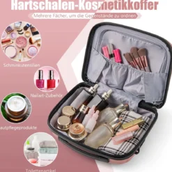 2 tlg. Gepäckset inkl 20" Handgepäckkoffer & 14" Kosmetikkoffer PP Hartschalengepäck Rosa