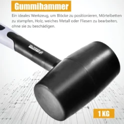 5 tlg Hammer Set mit Kugelhammer & Gummihammer & Stoßdämpfungsgriff