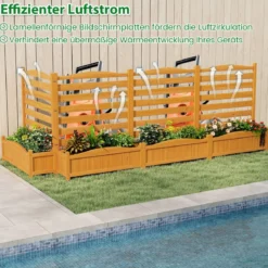 2 tlg. Holzpaneel mit Pflanzkasten & Ablauflöchern & Rankgitter Dekorativer Gartenzaun 91 x 114 cm