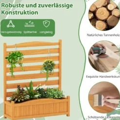 2 tlg. Holzpaneel mit Pflanzkasten & Ablauflöchern & Rankgitter Dekorativer Gartenzaun 91 x 114 cm