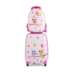 2tlg Kinderkoffer + Rucksack aus Kunststoff Kindertrolley 12