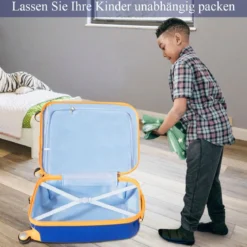 2tlg. Kinderkoffer + Rucksack aus Kunststoff Kindertrolley Kindergepäck Astronauten