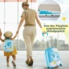 2tlg Kinderkoffer + Rucksack aus Kunststoff Kindertrolley Kindergepäck 12"+16" Blau Einhorn