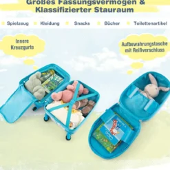 2tlg Kinderkoffer + Rucksack aus Kunststoff Kindertrolley Kindergepäck 12