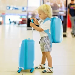 2tlg Kinderkoffer + Rucksack aus Kunststoff Kindertrolley Kindergepäck 12