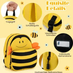 2tlg Kinderkoffer + Rucksack 12”+16” Kindertrolley Kindergepäck mit Anti-Verlust-Seil Bienen