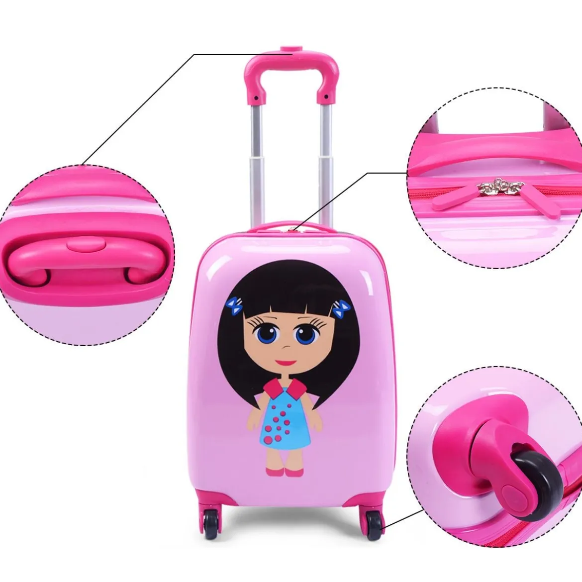 2 tlg Kinderkoffer + Rucksack Kofferset Reisegepäck Rosa