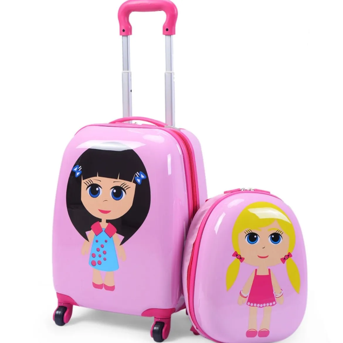2 tlg Kinderkoffer + Rucksack Kofferset Reisegepäck Rosa