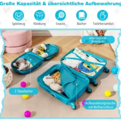 2tlg Kinderkoffer Set Kindergepäck mit Rädern 17