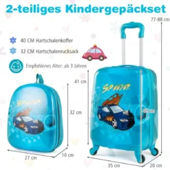 2tlg Kinderkoffer Set Kindergepäck mit Rädern 17