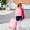 2tlg Kinderkoffer Set Kindergepäck mit Rädern 17" Handgepäck & 13" Hartschalen-Rucksack Rosa Einhörner