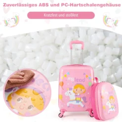 2tlg Kinderkoffer Set Kindergepäck mit Rädern 17