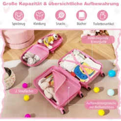 2tlg Kinderkoffer Set Kindergepäck mit Rädern 17
