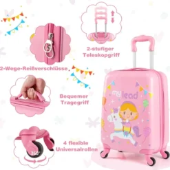 2tlg Kinderkoffer Set Kindergepäck mit Rädern 17