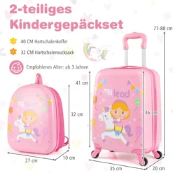 2tlg Kinderkoffer Set Kindergepäck mit Rädern 17