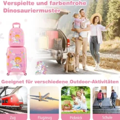 2tlg Kinderkoffer Set Kindergepäck mit Rädern 17