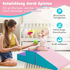 2 TLG. Kinder Schaumstoff Bausteine zum Toben & Klettern Softbausteine Riesenbausteine mit Klettverschlüsse