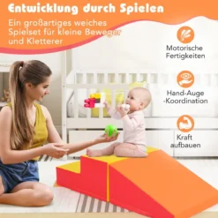 2 TLG. Kinder Schaumstoff Bausteine zum Toben & Klettern Softbausteine Riesenbausteine mit Klettverschlüsse