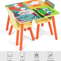 3 tlg. Kindersitzgruppe Kinderstühle und Tisch Maltisch Sitzgruppe Kindermöbel Holz