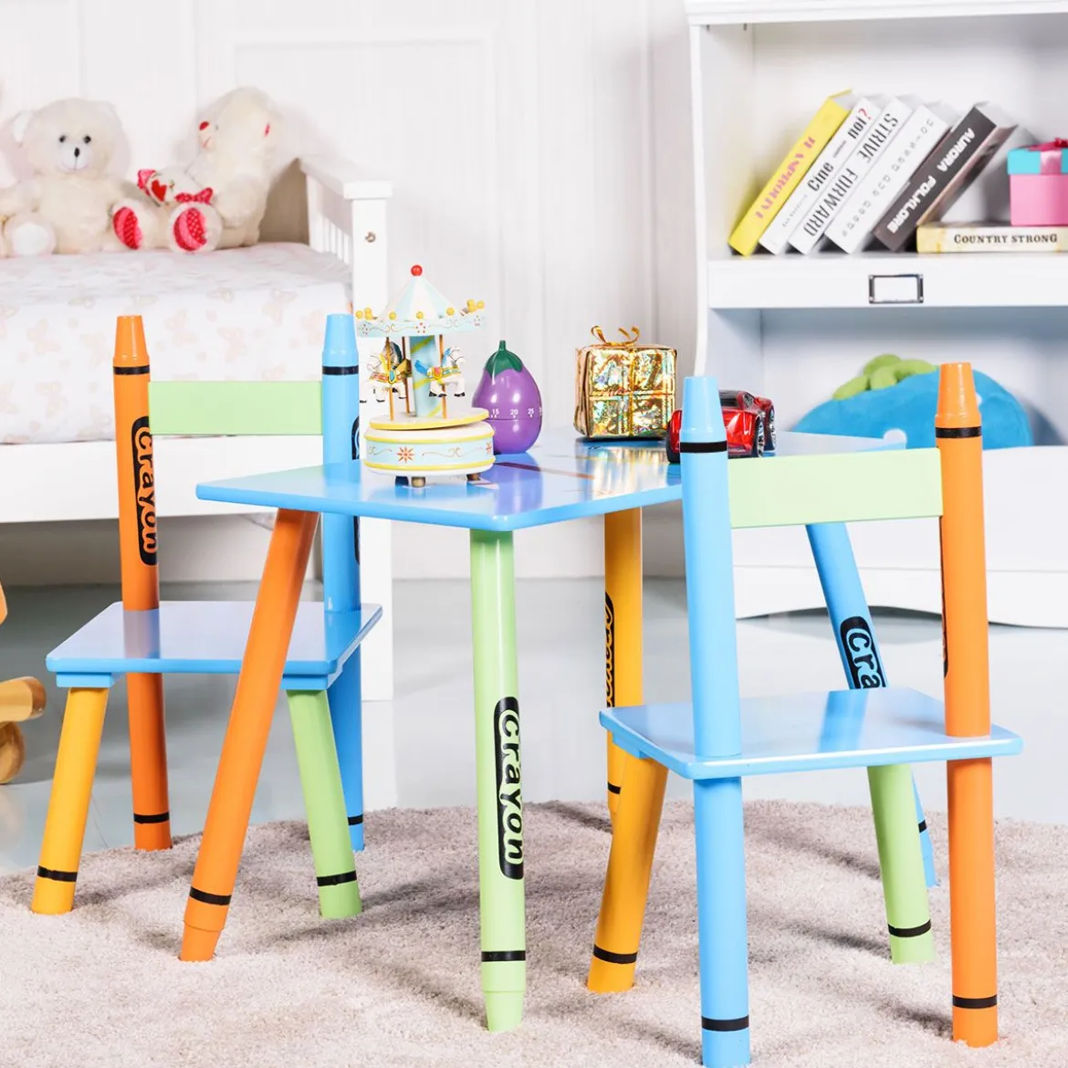 3 tlg. Kindersitzgruppe Kindermöbel mit Stuhl und Tisch