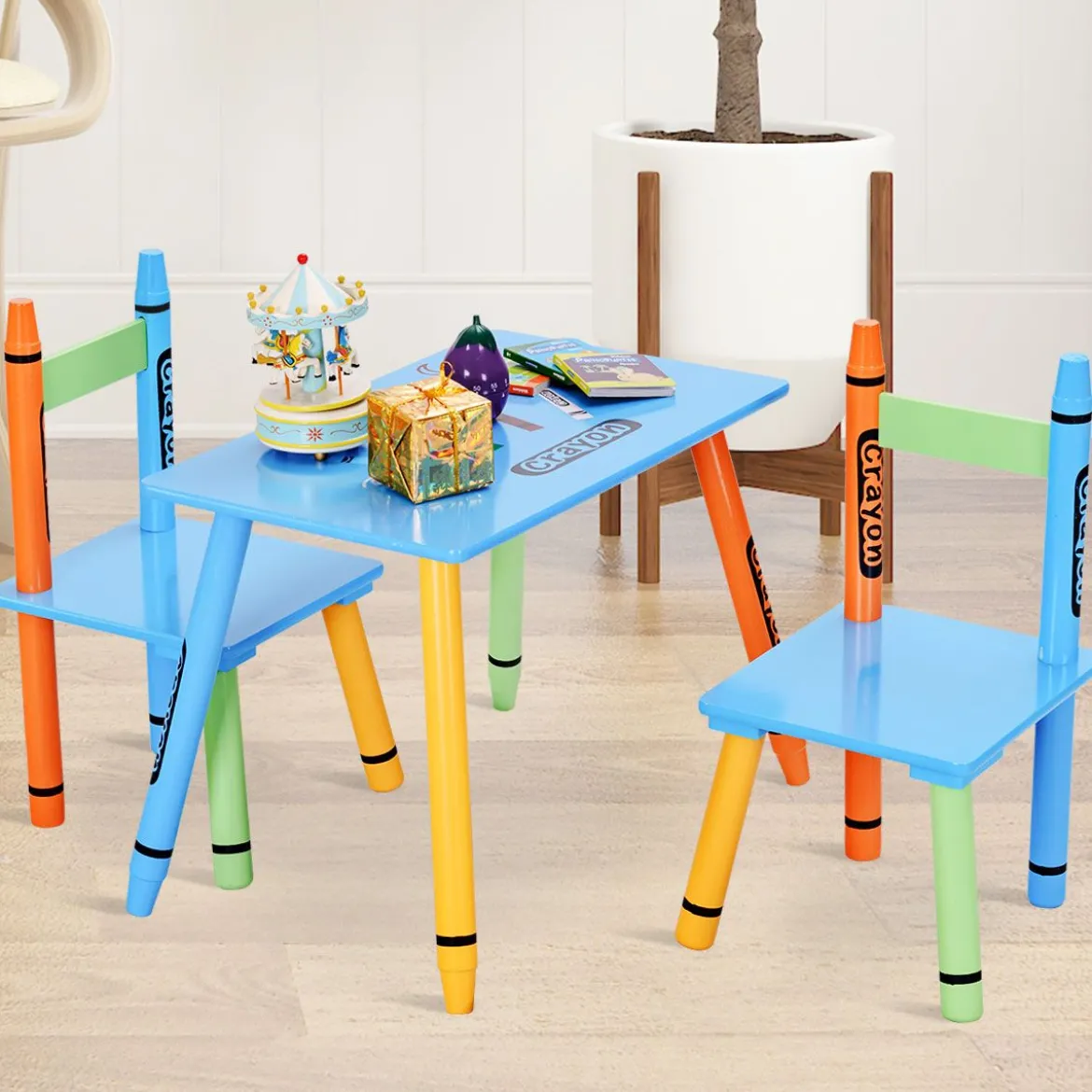 3 tlg. Kindersitzgruppe Kindermöbel mit Stuhl und Tisch