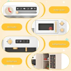 2 tlg. Kinder Spielküche mit Pädagogischem Sprechendem Wandposter Kinderküche Weiß