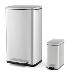 2 tlg. Mülleimer-Set 40L & 6L Setz-Abfalleimer-Kombination mitAufklapp- & Soft-Close-Deckel