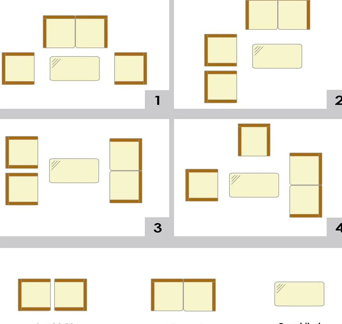4 TLG. Outdoor Terrassenmöbel Set aus PE Rattan mit Gehärtetem Glastisch & Kissen Grau