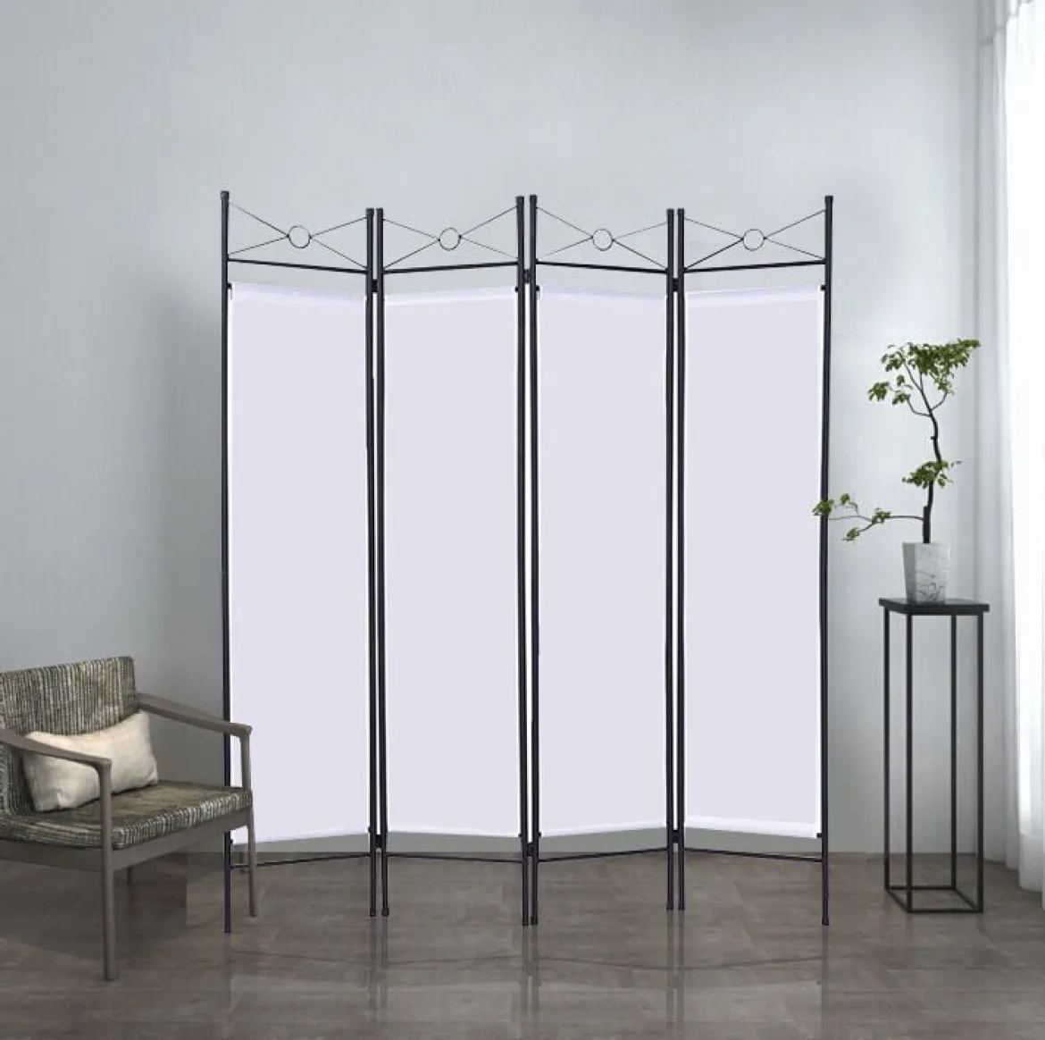 4tlg. Paravent Raumteiler Sichtschutz Trennwand Windschutz Wandschirm flexibel verstellbar 180x160cm
