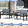 3tlg. Rattan Gartenmöbel Set Wetterfestes Balkonmöbel Balkonset inkl. 2 Stühle mit Tisch Grau